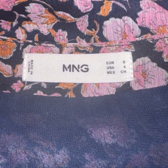 MNG (Mango) floral maxi dress, S with long sheer sleeves purple-pink‎ flowers - Picture 11 of 13